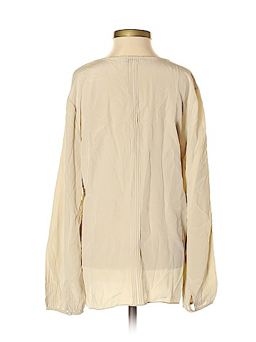 Creme Fraiche Long Sleeve Silk Top (view 2)