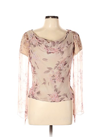 Carmen Marc Valvo Long Sleeve Silk Top (view 1)