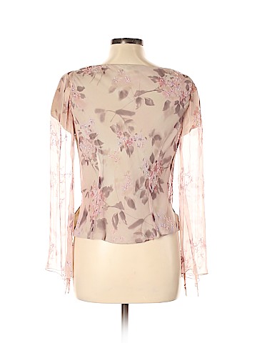 Carmen Marc Valvo Long Sleeve Silk Top (view 2)