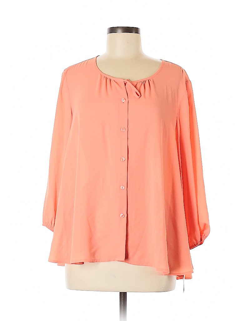 Style&Co 100% Polyester Solid Orange 3/4 Sleeve Blouse Size M - 93% off ...