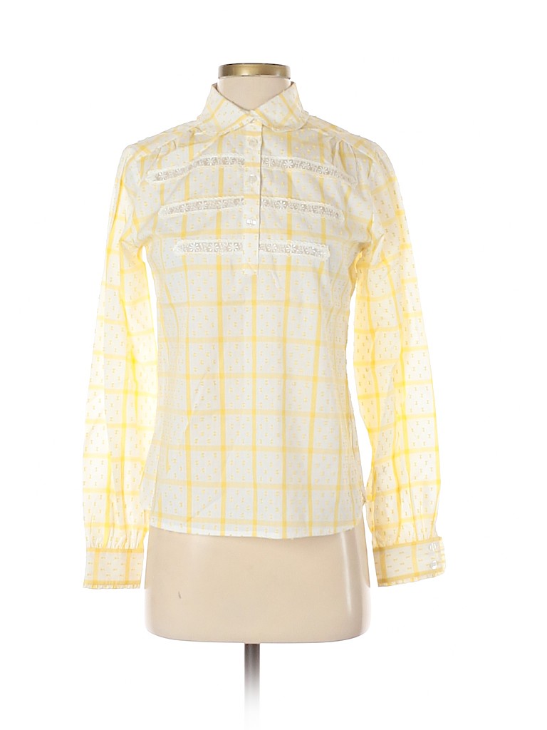 54200419 Built by Wendy 100% Cotton Solid Yellow Long Sleeve Button-Down Shirt ...