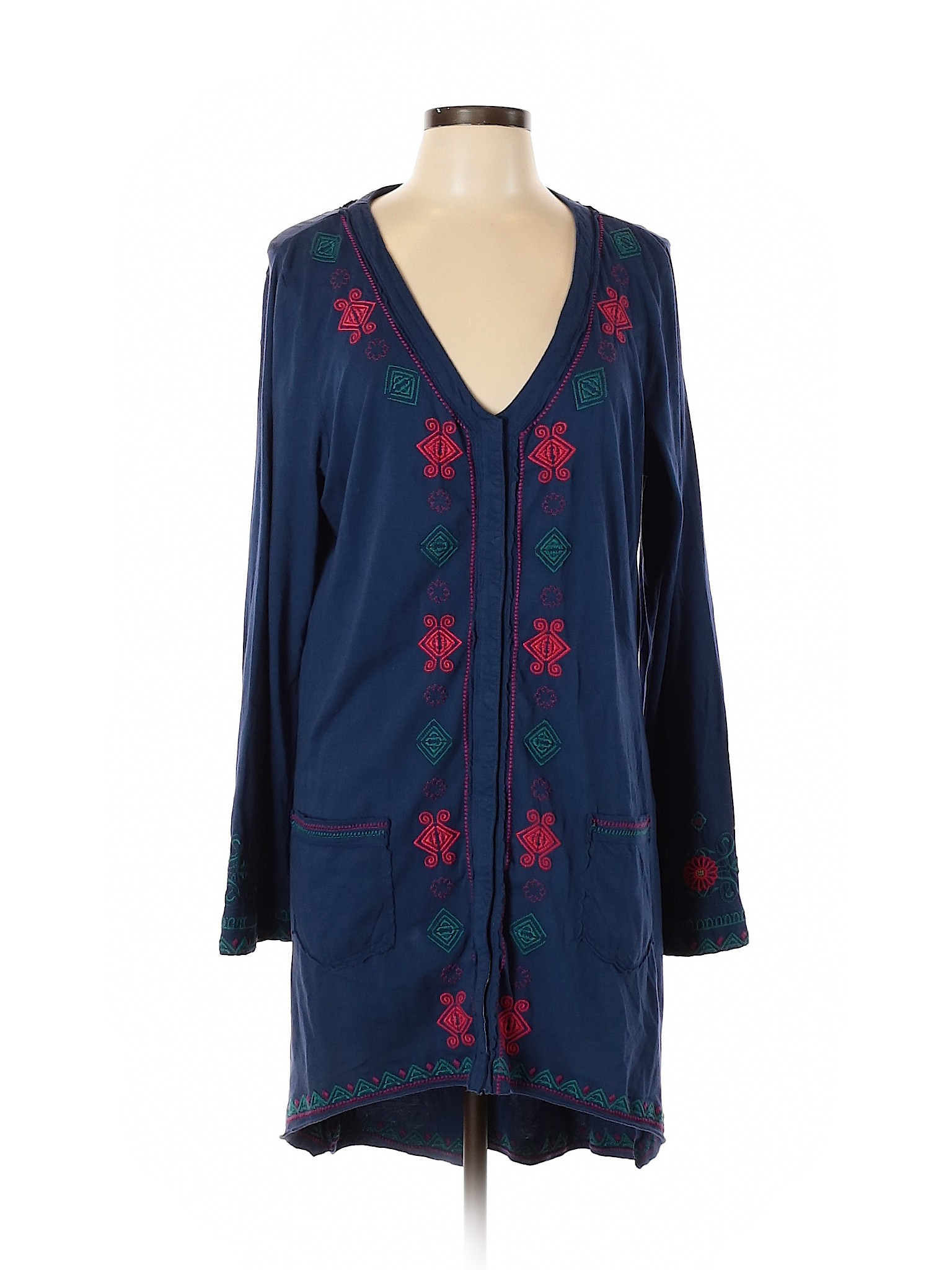 JW Los Angeles 100% Cotton Floral Solid Blue Casual Dress Size XL - 64% ...