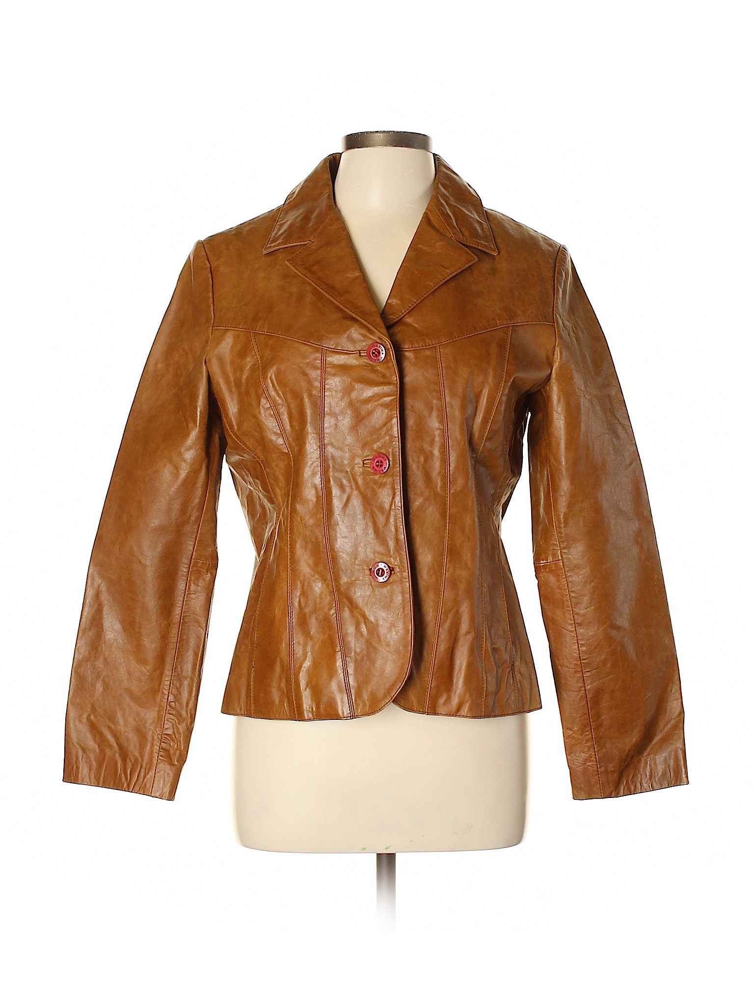 Wilsons Leather 100 Leather Solid Yellow Brown Leather Jacket Size L