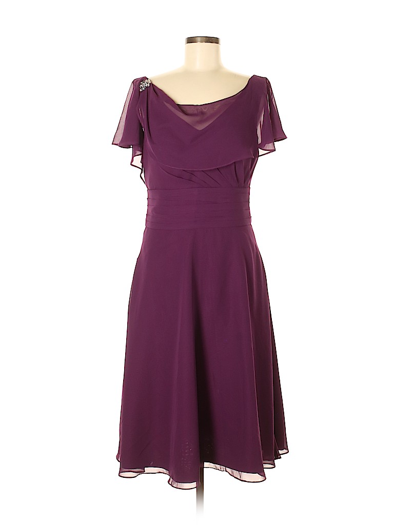 JJ's House 100% Polyester Solid Maroon Purple Cocktail Dress Size 10 ...