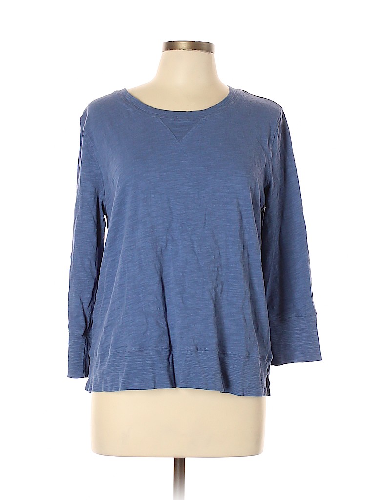 Preswick & Moore 100% Cotton Solid Blue 3/4 Sleeve Top Size L - 87% off ...