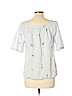 Ann Taylor LOFT Outlet 100% Cotton Blue Short Sleeve Blouse Size L - photo 2