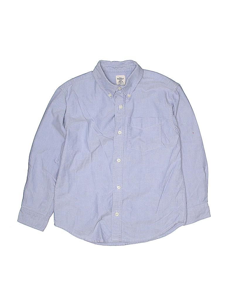 Old Navy 100% Cotton Blue Long Sleeve Button-Down Shirt Size M (Kids) - photo 1