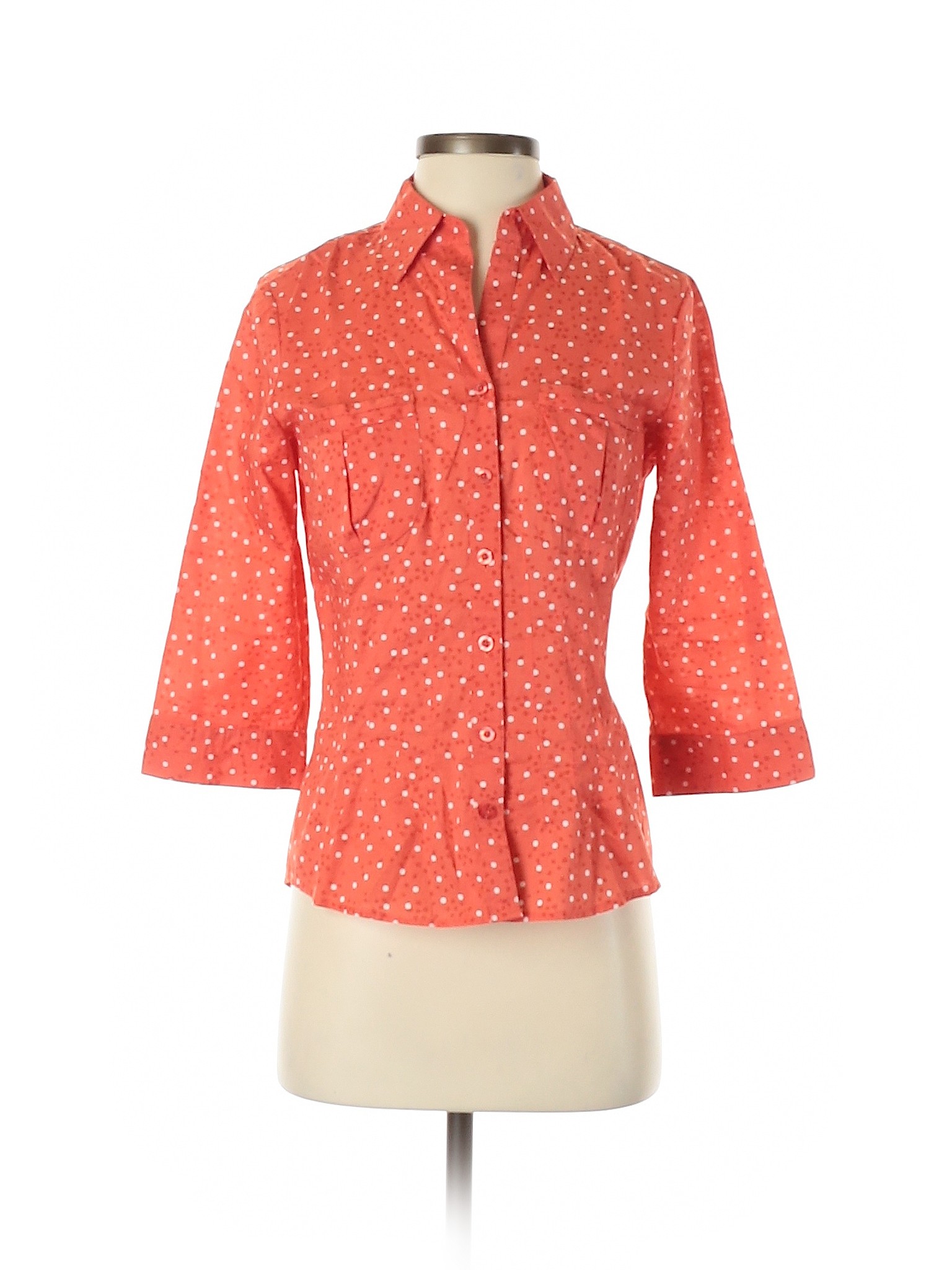 Coldwater Creek Women Orange 3/4 Sleeve Button-Down Shirt S Petites | eBay