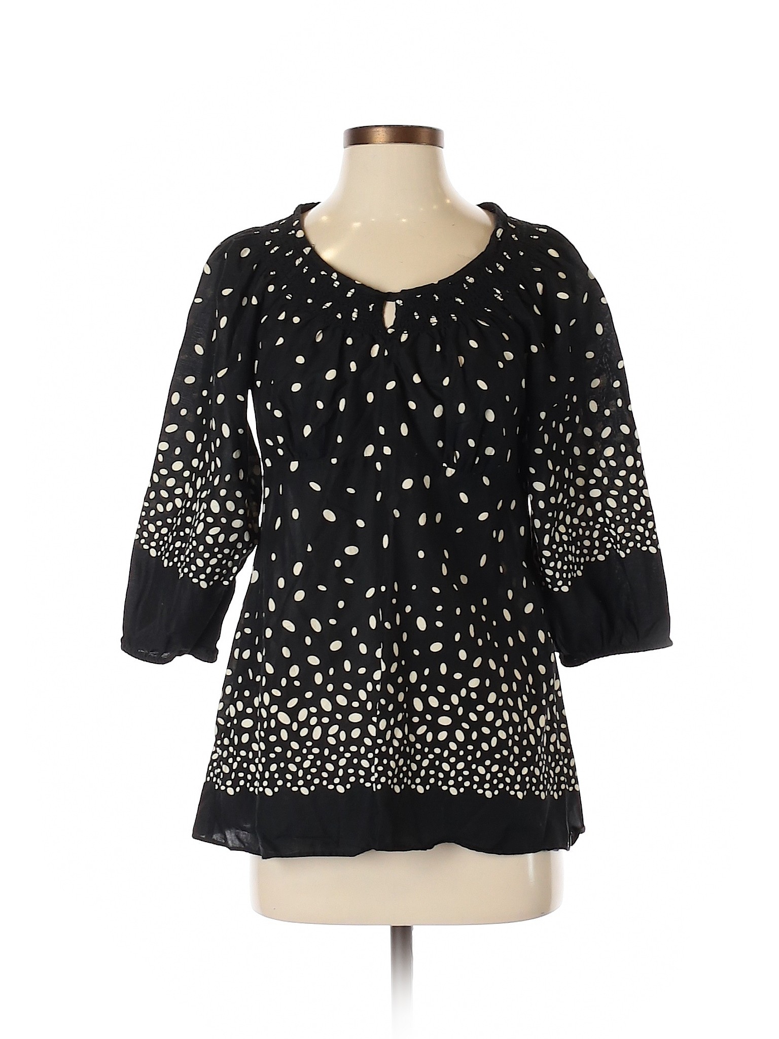 Ann Taylor LOFT 100% Cotton Black 3/4 Sleeve Blouse Size 0 - 93% off ...