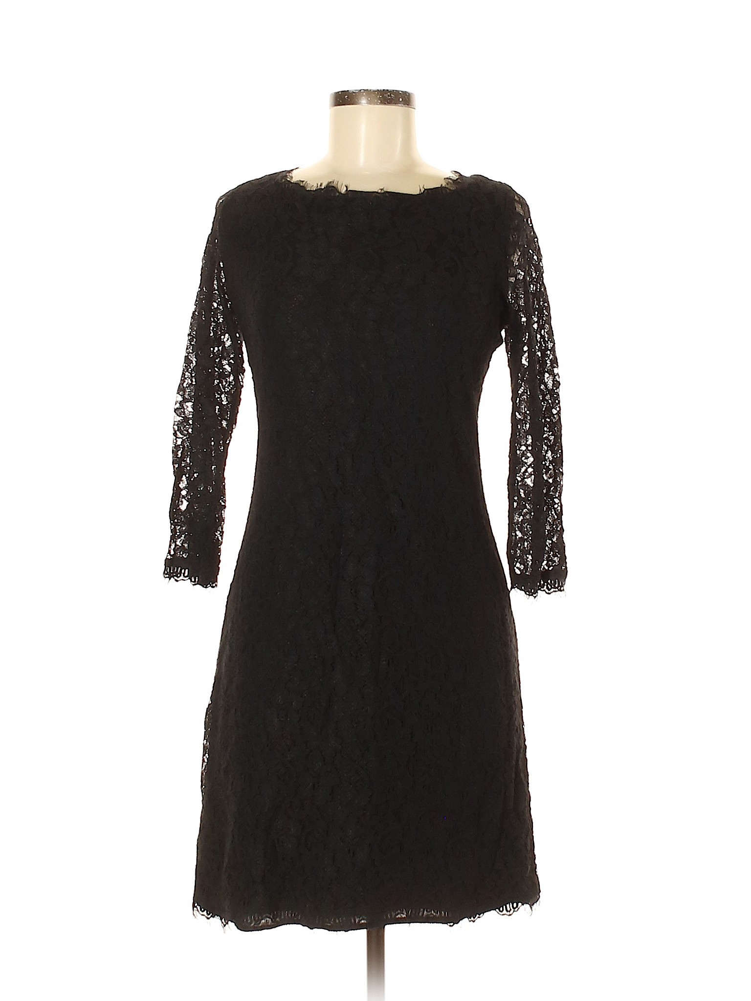 Diane von Furstenberg 100% Polyester Solid Black Cocktail Dress Size 12 ...