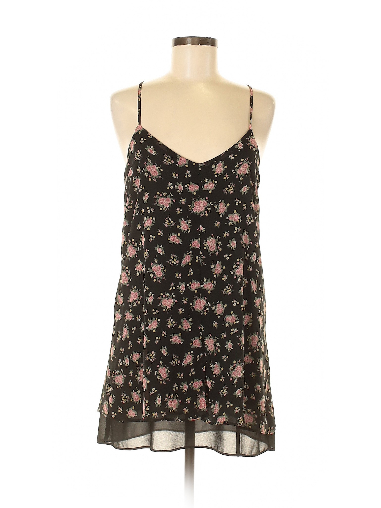 Forever 21 100 Polyester Floral Black Casual Dress Size M 68 Off