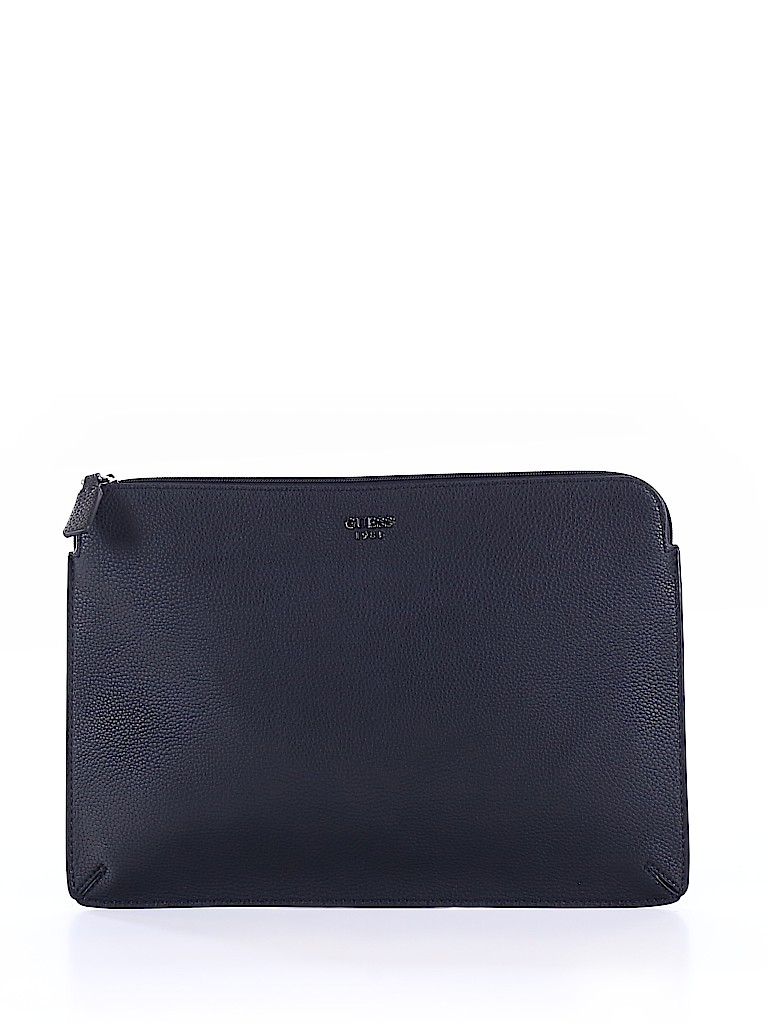 Guess 100 Leather Solid Black Leather Laptop Bag One Size 42 off