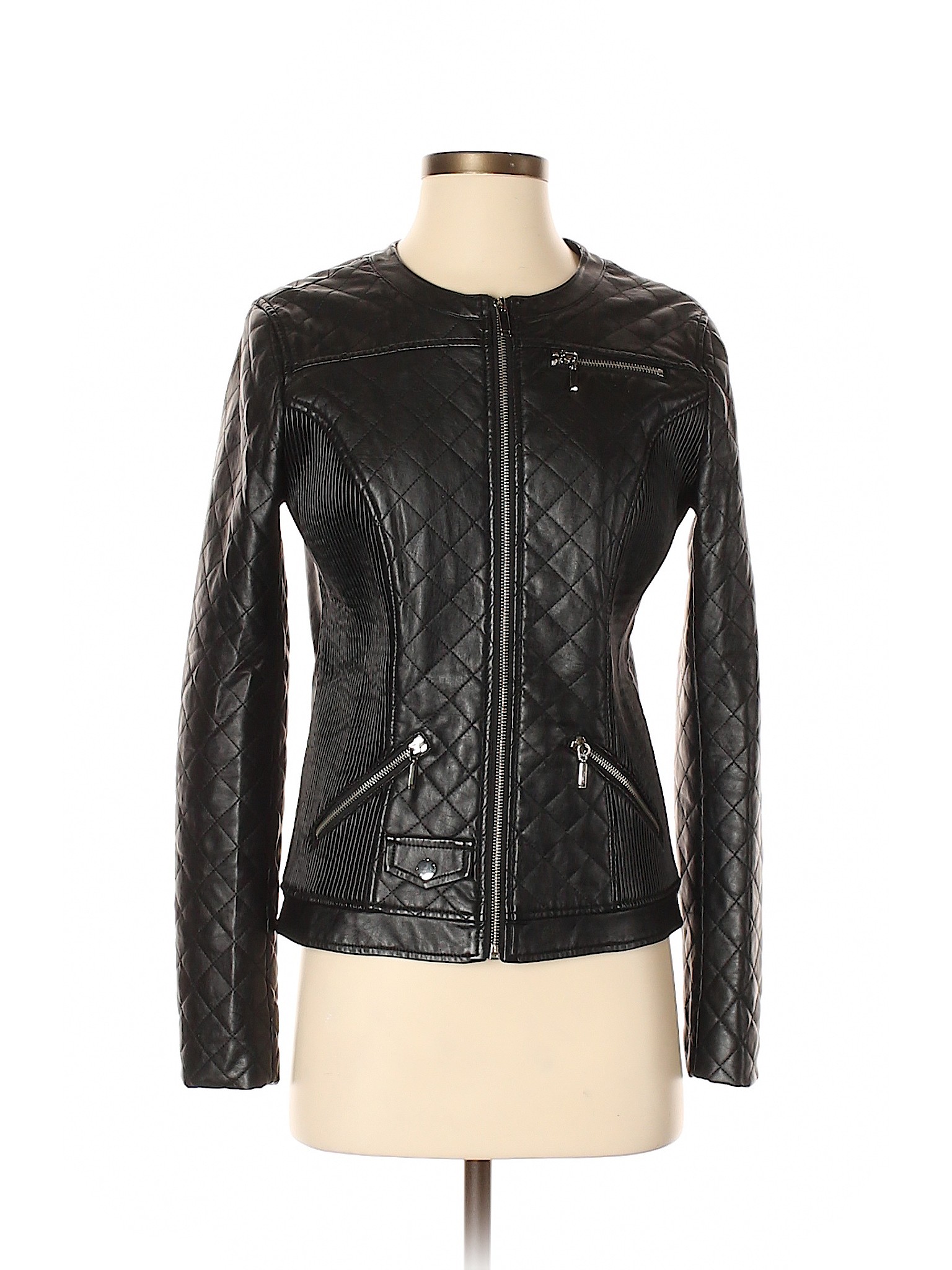 Details About New York Company Women Black Faux Leather Jacket Xs