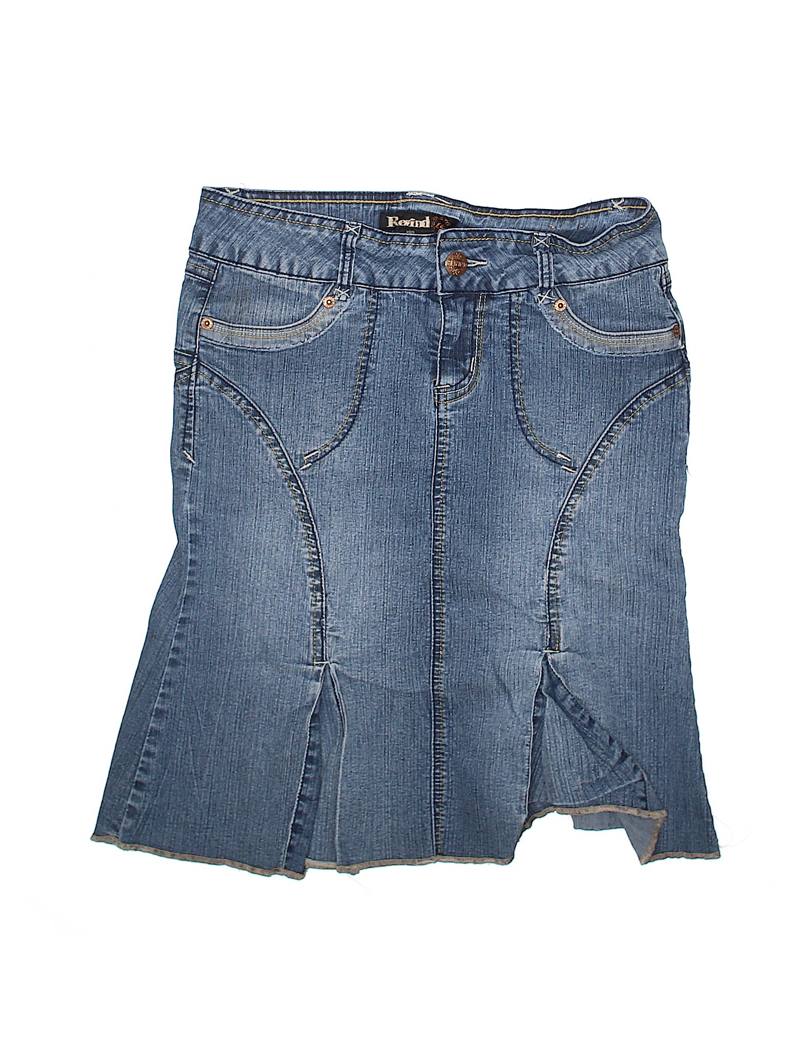 Rewind Women Blue Denim Skirt