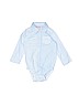 Carter's 100% Cotton Checkered-gingham Stripes Blue Long Sleeve Onesie 9-12 MO / 12 MO - photo 1