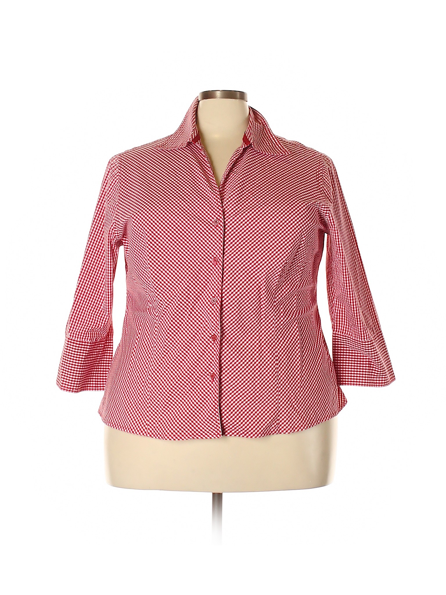 Cato Print Red 3/4 Sleeve Button-Down Shirt Size 22 (Plus) - 72% off ...