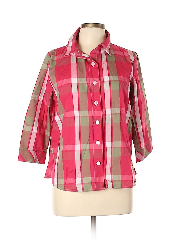 Rebecca Malone Plaid Pink 3/4 Sleeve Button-Down Shirt Size L - 72% off ...