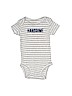 Carter's 100% Cotton Stripes Gray Short Sleeve Onesie 0-3 MO / 3 MO - photo 1