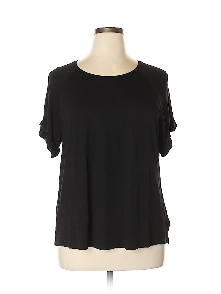 H&M 100% Viscose Solid Black Short Sleeve Top Size XL - 41% off | thredUP