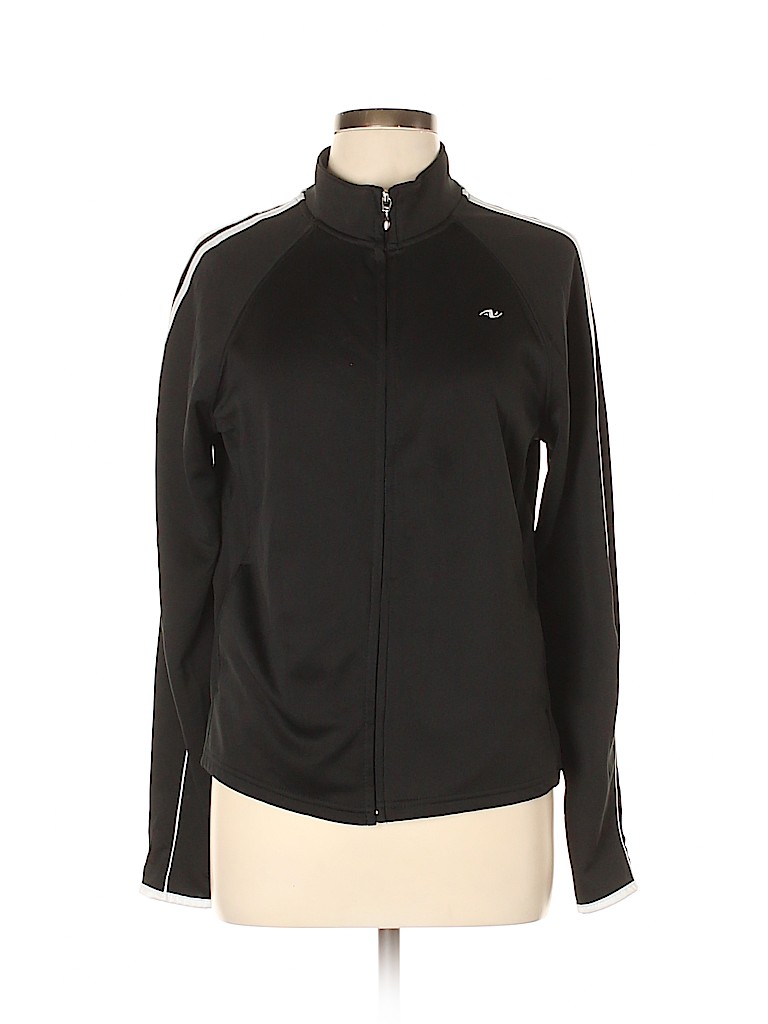 Athletic Works 100% Polyester Stripes Black Track Jacket Size L - 63% ...