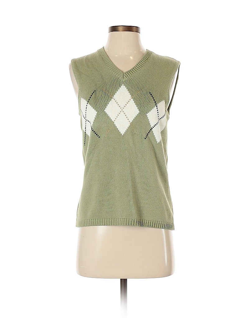 IZOD 100% Cotton Solid Green Sweater Vest Size S - 83% off | thredUP