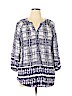 Beach Lunch Lounge 100% Viscose Blue Long Sleeve Blouse Size XL - photo 1