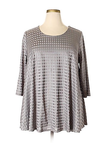 Context Gray 3/4 Sleeve Top Size 1X (Plus) - 23% off