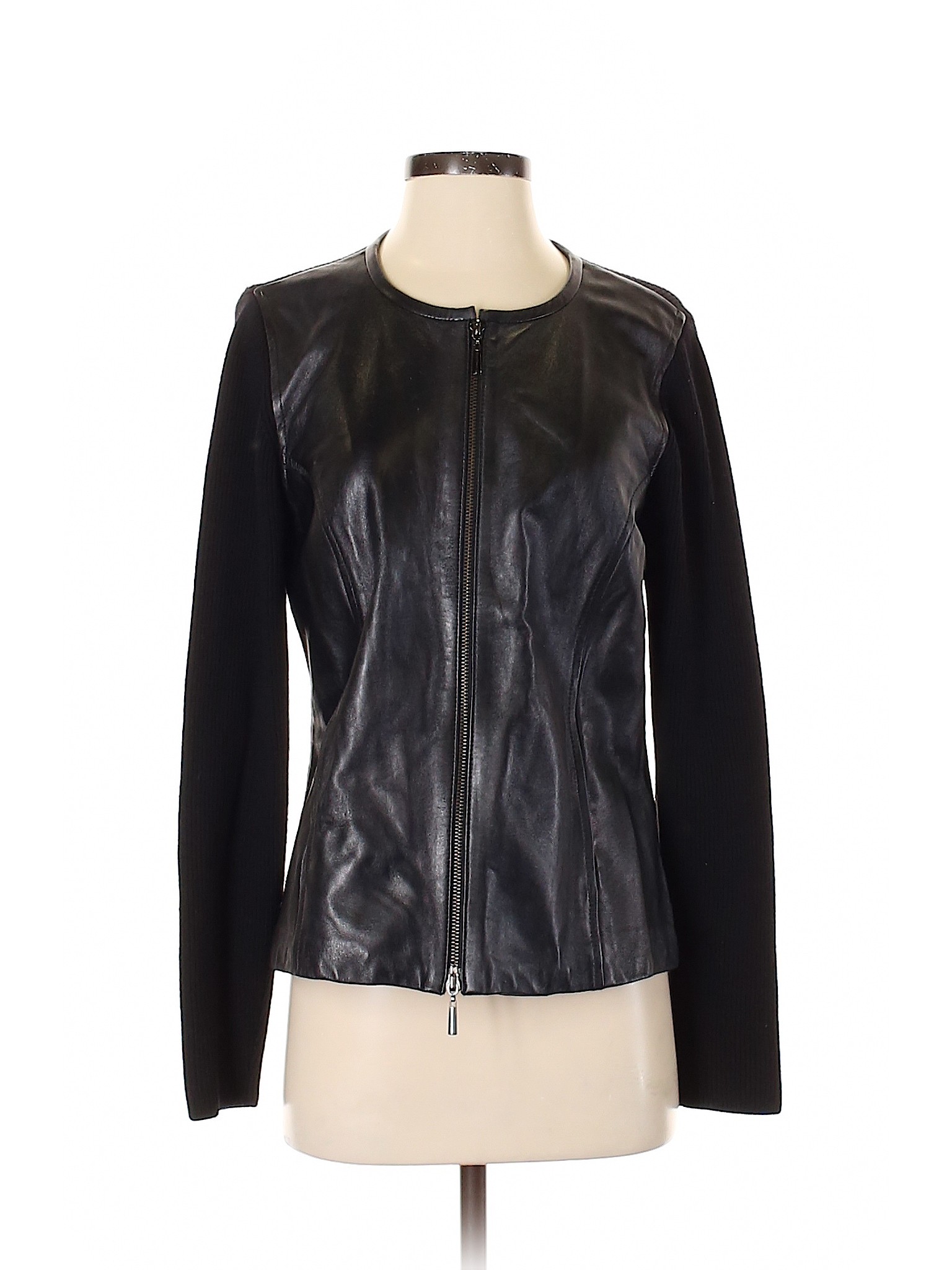 Katherine Kelly Collection 100% Leather Solid Black Leather Jacket Size ...