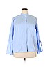 ELOQUII 100% Cotton Blue Long Sleeve Button-Down Shirt Size 18 - photo 1