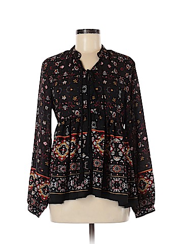 Aqua Long Sleeve Blouse (view 1)