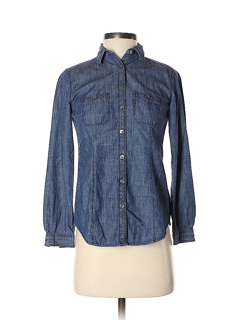 Ann Taylor LOFT Blue Long Sleeve Button-Down Shirt Size XS - photo 1
