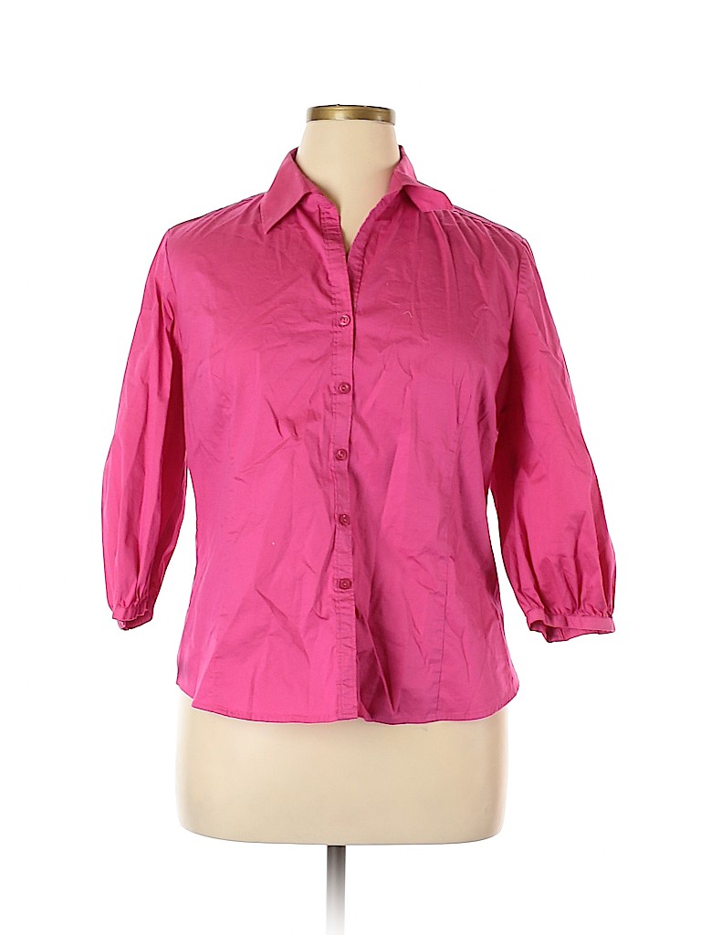 George Pink 3/4 Sleeve Button-Down Shirt Size XL - photo 1