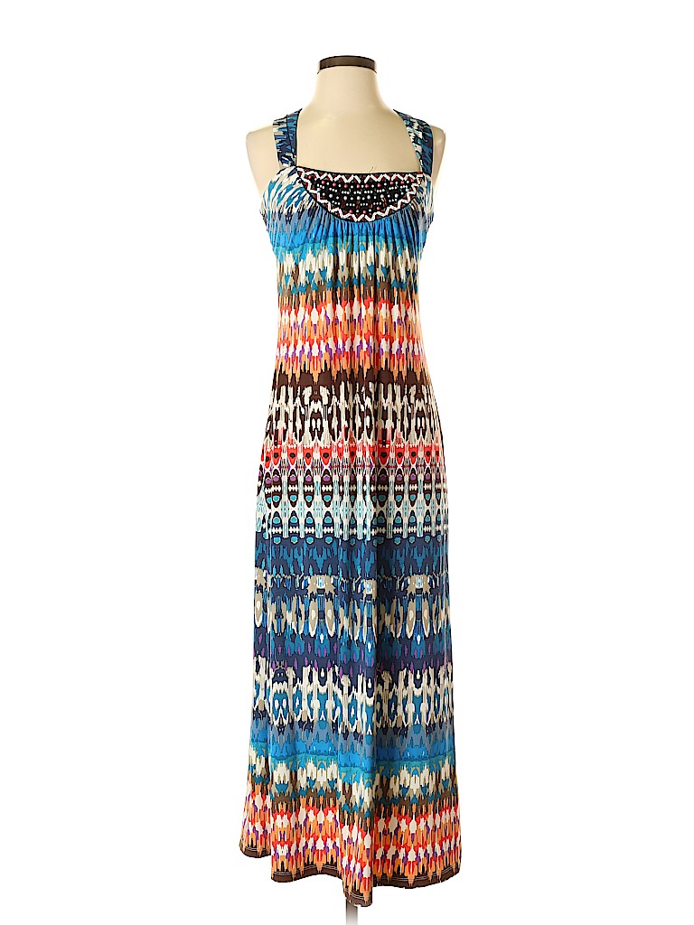 Nicole by Nicole Miller Aztec Or Tribal Print Multi Color Blue Casual Dress Size S - photo 1