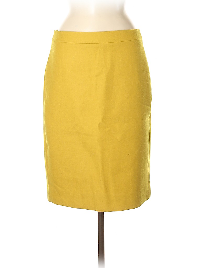 J.Crew 100 Wool Yellow Wool Skirt Size 6 77 off thredUP