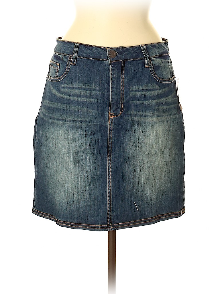 Bit & Bridle Solid Blue Denim Skirt Size 8 - 65% off | thredUP