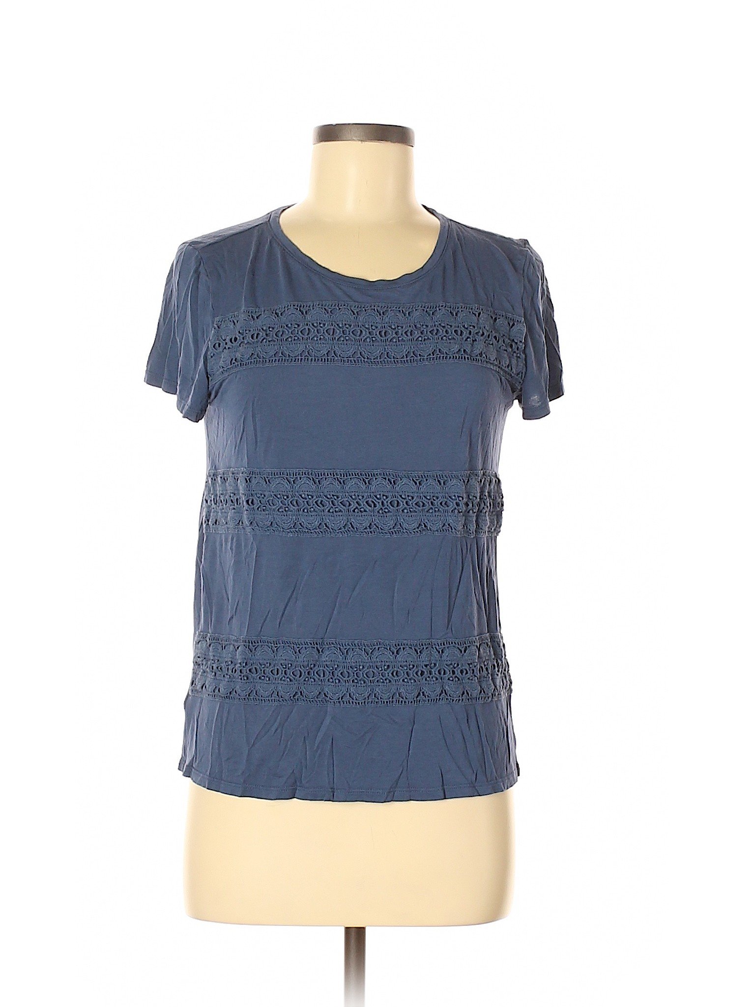 Ann Taylor Loft Women Blue Short Sleeve Top M Ebay