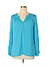 Investments 100% Polyester Blue Long Sleeve Blouse Size XL - photo 1