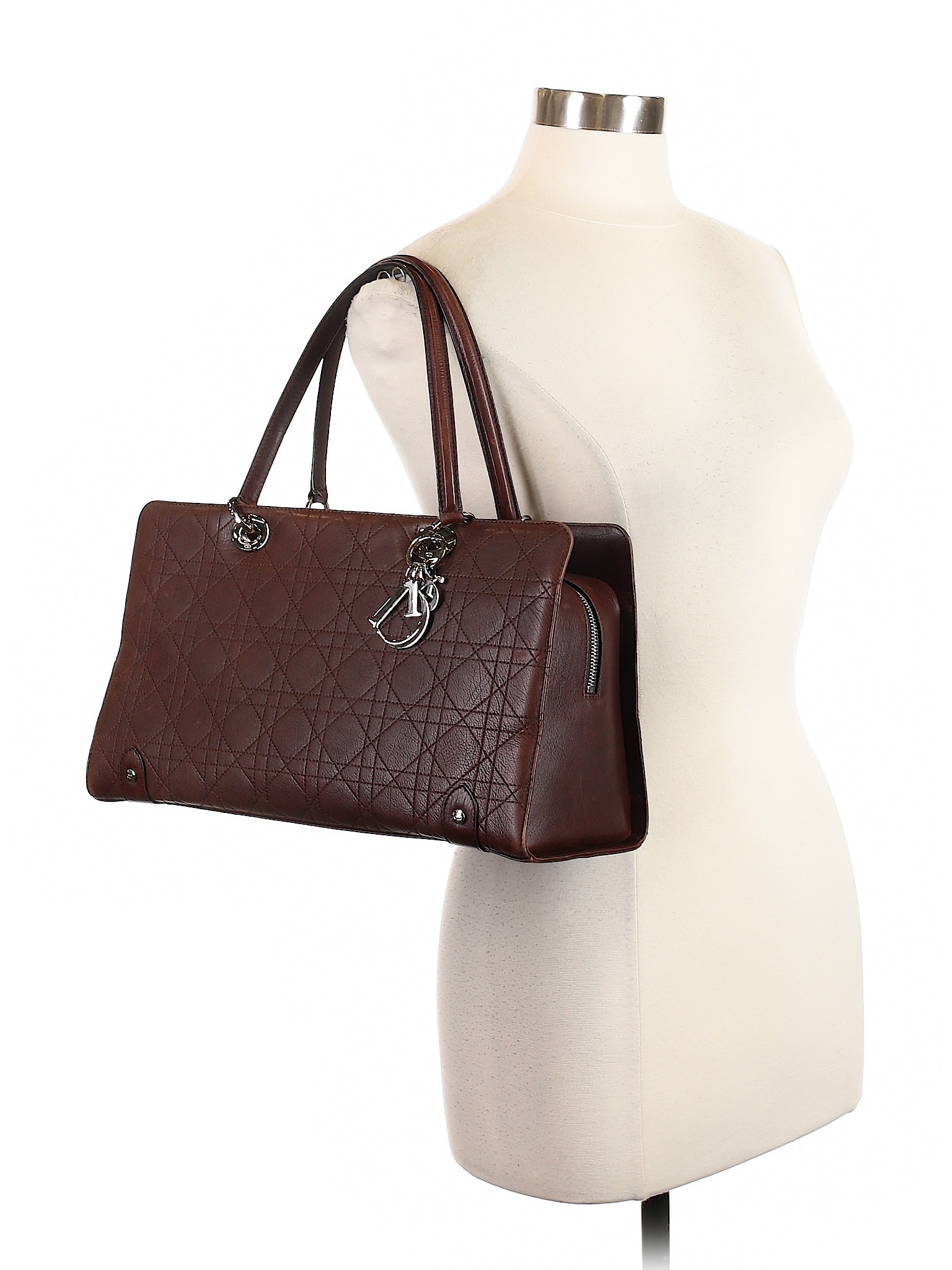 Christian Dior Speedy Beige Dark brown Leather Cloth ref.270501