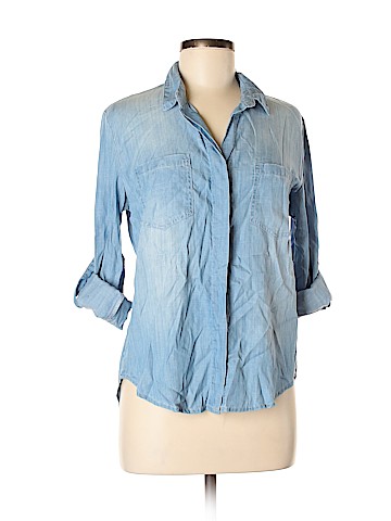 Aqua Long Sleeve Button-Down Shirt (view 1)