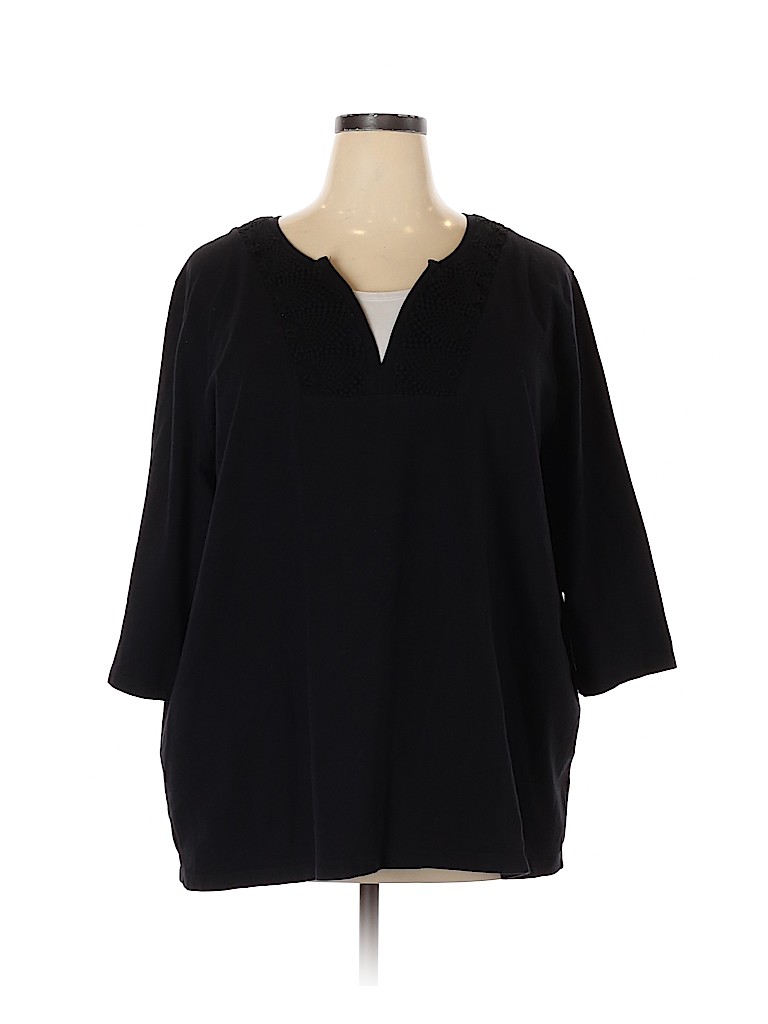 Catherines Black Long Sleeve Top Size 1X (Plus) - 66% off | thredUP