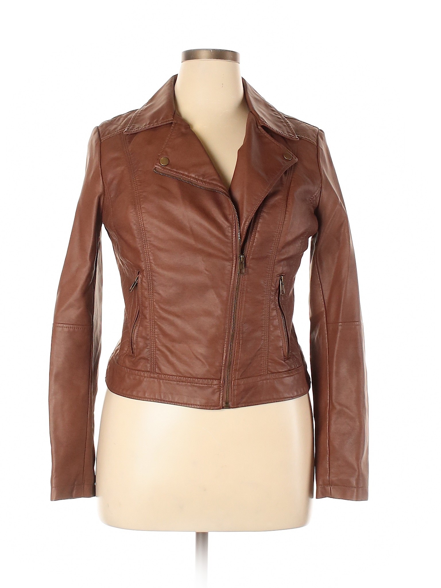Details About American Rag Cie Women Brown Faux Leather Jacket Lg