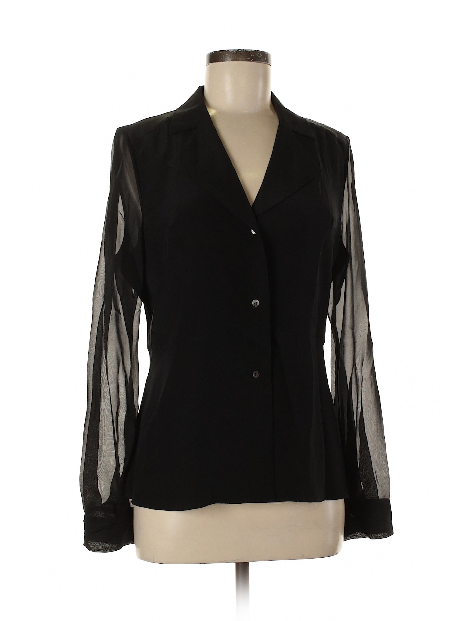 Saks Fifth Avenue Women Black Long Sleeve Blouse S | eBay