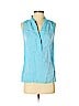 Faconnable 100% Linen Blue Sleeveless Blouse Size 2 - photo 1