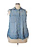 Democracy 100% Cotton Blue Sleeveless Button-Down Shirt Size 1X - photo 1