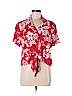 Sunset Cove Denim Women Short Sleeve Button-Down Shirt Size L