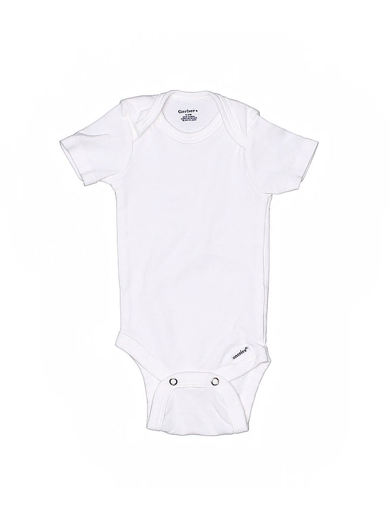 Gerber 100% Cotton Solid White Short Sleeve Onesie Size 0-3 mo - photo 1