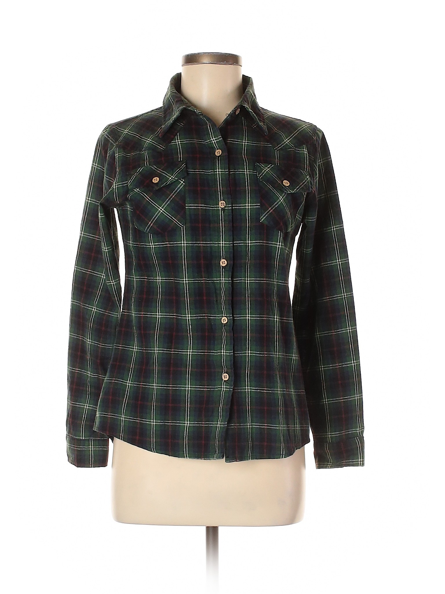 Assorted Brands Women Green Long Sleeve Button-Down Shirt M | eBay
