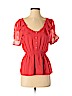 Odille 100% Silk Red Short Sleeve Silk Top Size S - photo 1