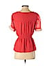 Odille 100% Silk Red Short Sleeve Silk Top Size S - photo 2