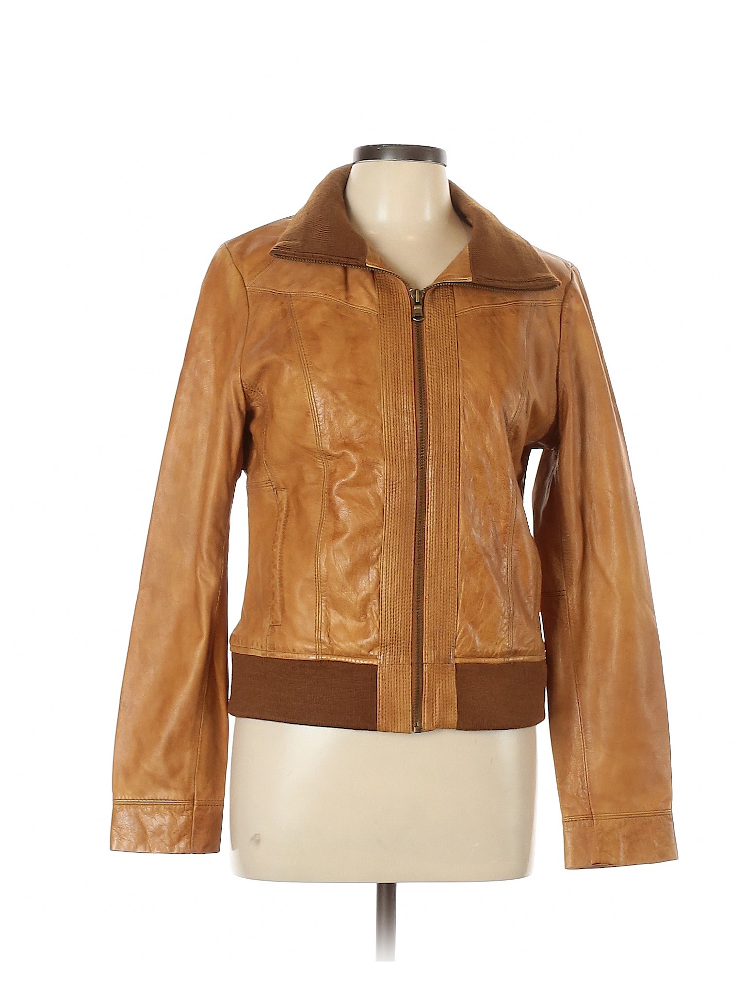 Details About Black Rivet Women Brown Leather Jacket Lg